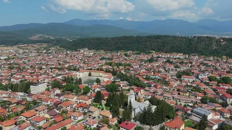 Razlog Bulgaria Drone Push In Motion Shot Stock Footage 344057979