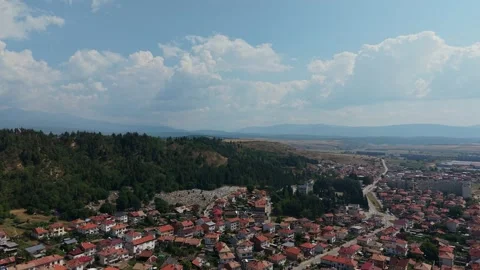 Razlog Bulgaria Overhead Town View Static Hover Stock Footage 344058802
