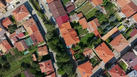Razlog Bulgaria top down camera view aerial Stock Footage 344058366