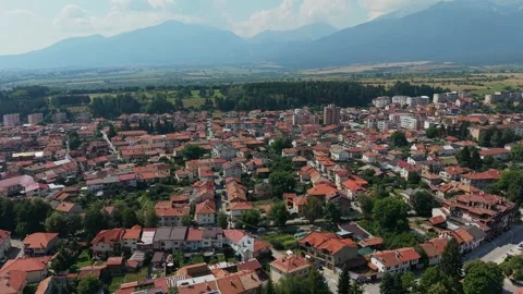 Razlog town center aerial view Bulgaria Stock-Footage 344057504