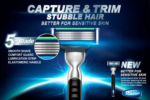 Razor ads with lightening effect Stockillustratie