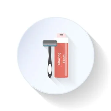 Razor and foam flat icon Stock Illustration