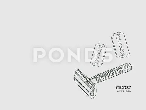 Razor and razor blade illustration vector. Stock Illustration