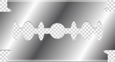 Razor blade close-up: a sharp, symmetrical design in metallic gray with a p.. Stock Illustration
