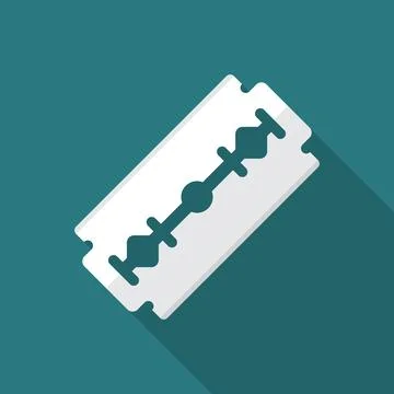 Razor blade icon with long shadow. Flat design style. Stock Illustration
