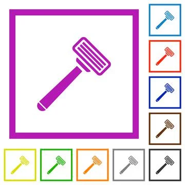 Razor flat framed icons Stockillustratie