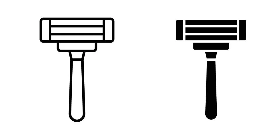 Razor Icon vector concepts, line and silhouette style Stock Illustration