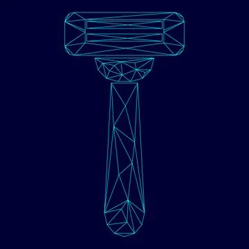 Razor low poly triangulation triangulated polygonal electric cyan blue vibr.. Stock Illustration