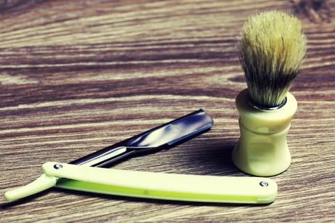 Razor sharp soap brush Stock Photos