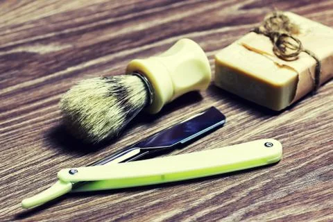 Razor sharp soap brush Stock Photos