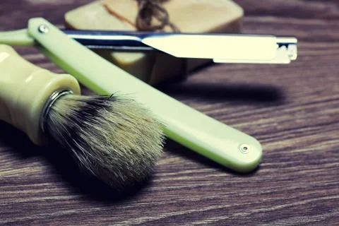 Razor sharp soap brush Stock Photos