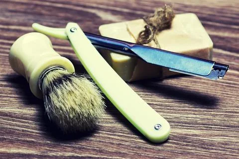 Razor sharp soap brush Stock Photos