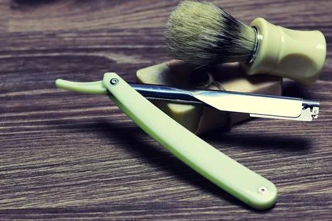 Razor sharp soap brush Stock Photos