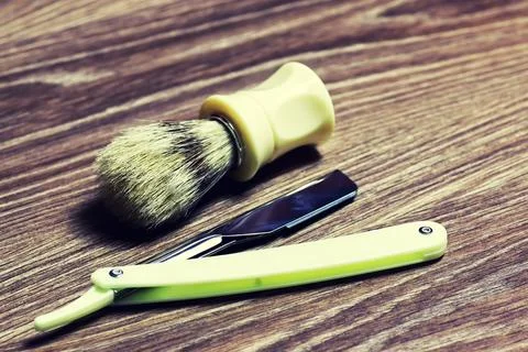 Razor sharp soap brush Stock Photos