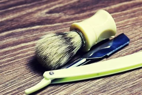 Razor sharp soap brush Stock Photos