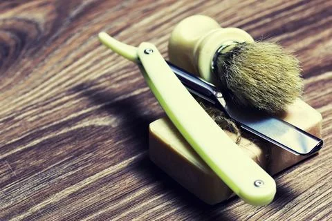 Razor sharp soap brush Stock Photos