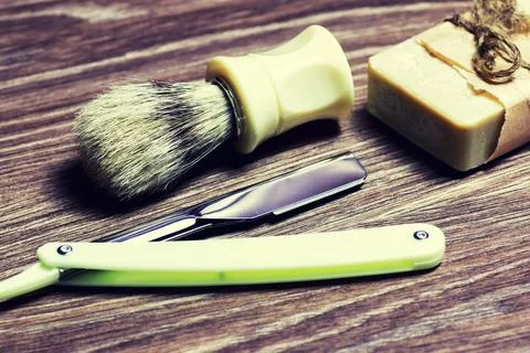 Razor sharp soap brush Stock Photos