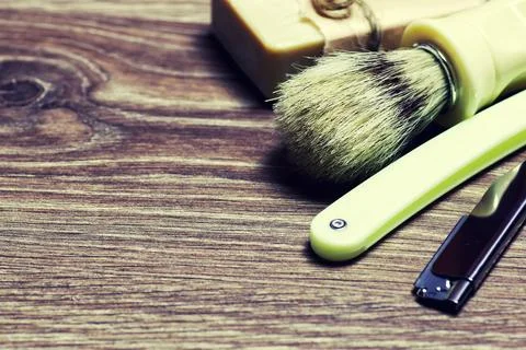 Razor sharp soap brush Stock Photos