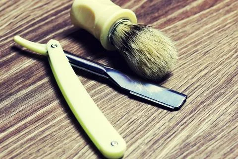 Razor sharp soap brush Stock Photos