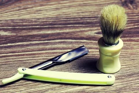 Razor sharp soap brush Stock Photos