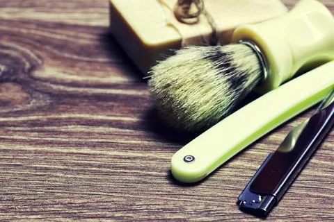 Razor sharp soap brush Stock Photos