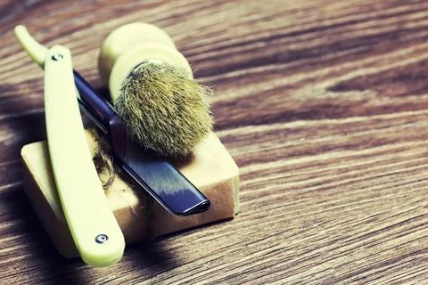 Razor sharp soap brush Stock Photos