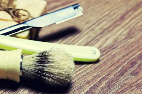 Razor sharp soap brush Stock Photos