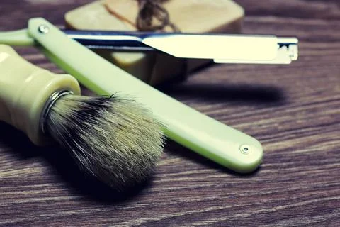 Razor sharp soap brush Stock Photos