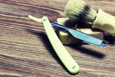 Razor sharp soap brush Stock Photos