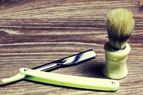 Razor sharp soap brush razor sharp soap brush ,model released, Symbolfoto ... Stock Photos