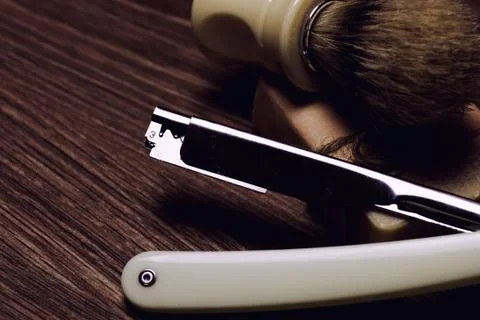Razor sharp soap brush retro Foto stock