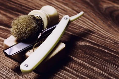 Razor sharp soap brush retro 写真素材