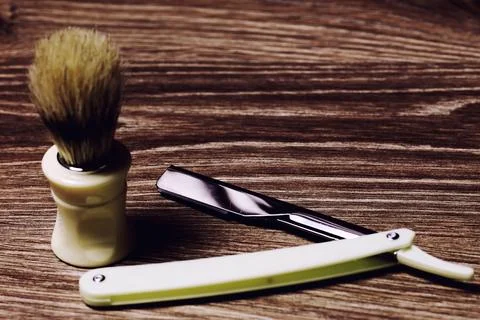 Razor sharp soap brush retro Stock Photos