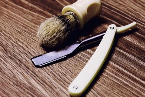 Razor sharp soap brush retro Stock Photos
