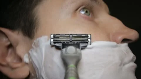 Razor shaves pov close up Stock Footage 11979234