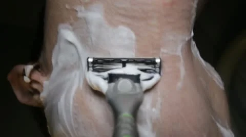 Razor shaves pov close up Stock Footage 11979241