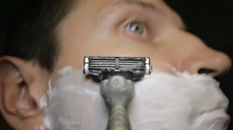 Razor shaves pov close up Stock Footage 11979247