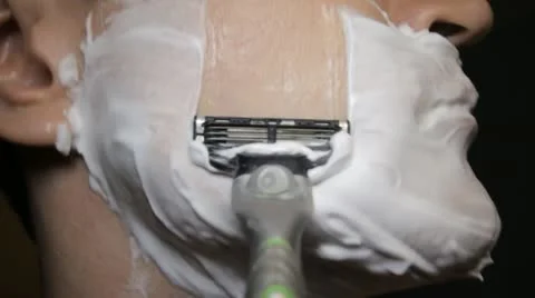 Razor shaves pov close up Stock Footage 11979258