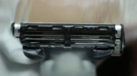 Razor shaves pov close up Stock Footage 11979290