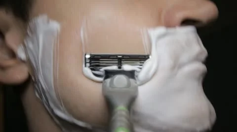 Razor shaves POV close up time lapse Stock Footage 12011704
