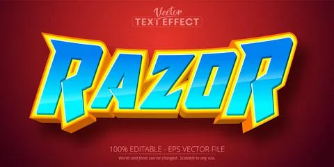 Razor text, cartoon style editable text effect Stock Illustration