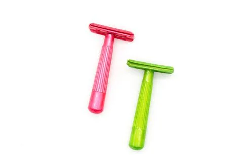 Razor on white background with selective focus Foto stock