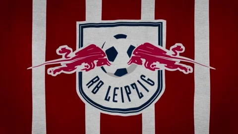 Rb Leipzig flag waving at mid speed (full screen) close up Stock Footage