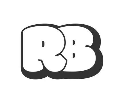 RB logo, bubble comic lettering, rounded in graffiti style black and white .. Stock Illustration