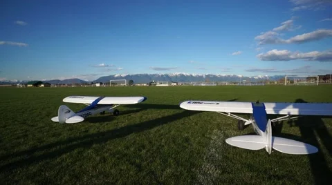 RC airplanes take flight Stock Footage 41059705