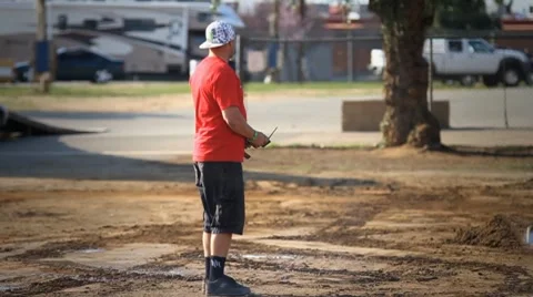 RC car and operator 2352 HD Stock Footage 7138295