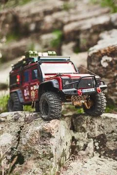 RC Car. Model Land Rover Defender 1:10. Stock Photos