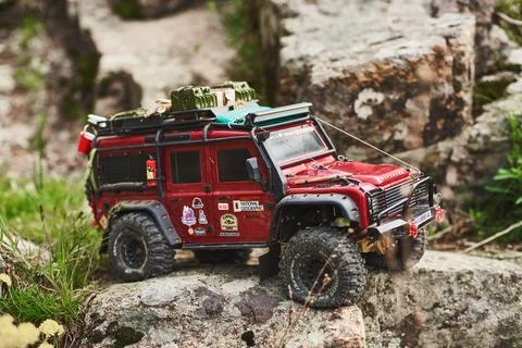 RC Car. Model Land Rover Defender 1:10. Foto stock