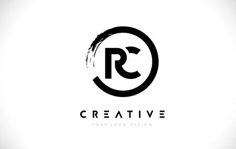 RC Circular Letter Logo with Circle Brush Design and White Background. Stock-Illustration