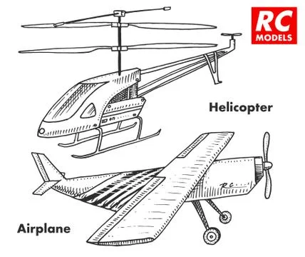 RC transport, remote control models. toys design elements for emblems, icon Stock Illustration